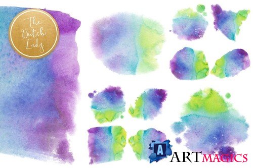 Wet Waterpaint Stain Clipart Set - 4235242