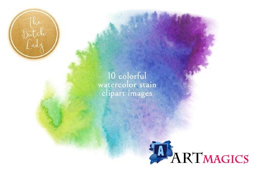 Wet Waterpaint Stain Clipart Set - 4235242