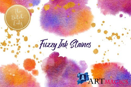 Fuzzy Ink Stain Clipart Set - 4244593