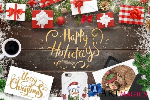 Merry Christmas watercolor png - 4247367