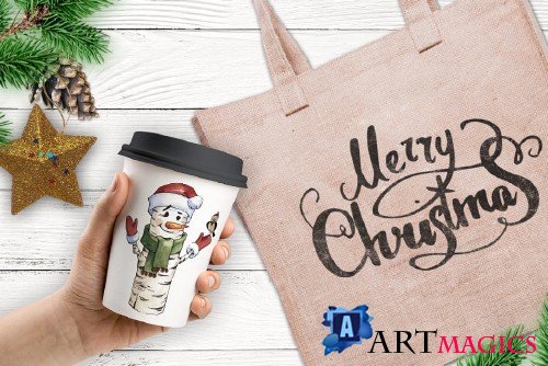 Merry Christmas watercolor png - 4247367