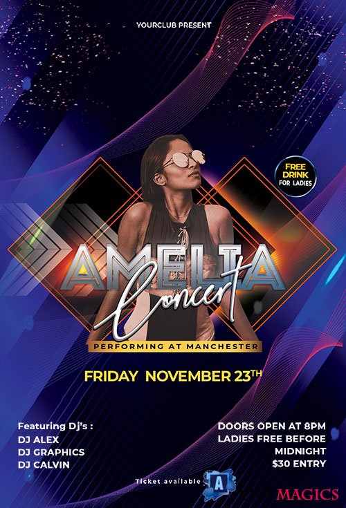 Amelia Concert - Premium flyer psd template