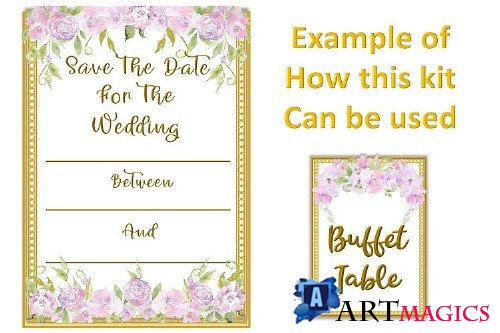 Water colour Wedding Flowers CLipart Kit - 375307