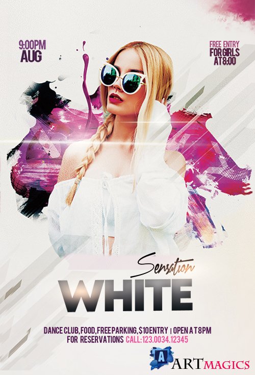 White Sensation Party PSD Flyer Template