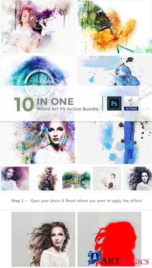 10 in One Mixed Art PS Action Bundle - 23515120