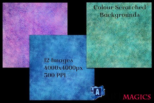 Colour Scratched Backgrounds - 12 Image Textures Set - 373169