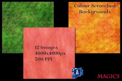 Colour Scratched Backgrounds - 12 Image Textures Set - 373169