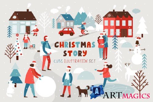 Christmas story - illustration set - 4250148