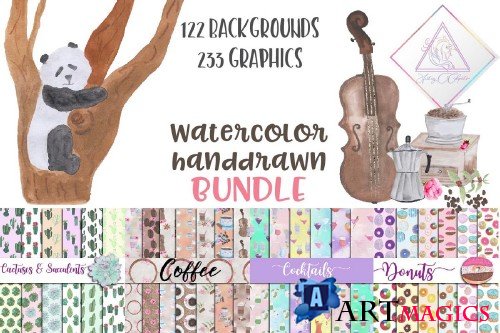 Watercolor Handdrawn BUNDLE