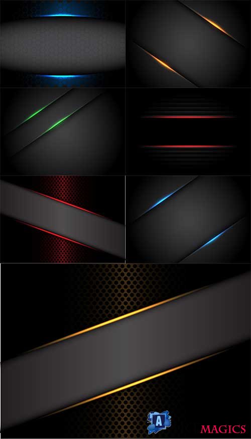  Ҹ       / Dark backgrounds with colorful lines in vector