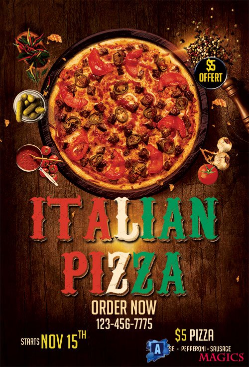 Italian Pizza PSD Flyer Template