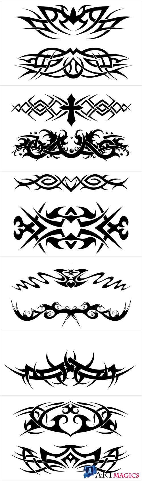 Vector flat tribal tattoo pattern