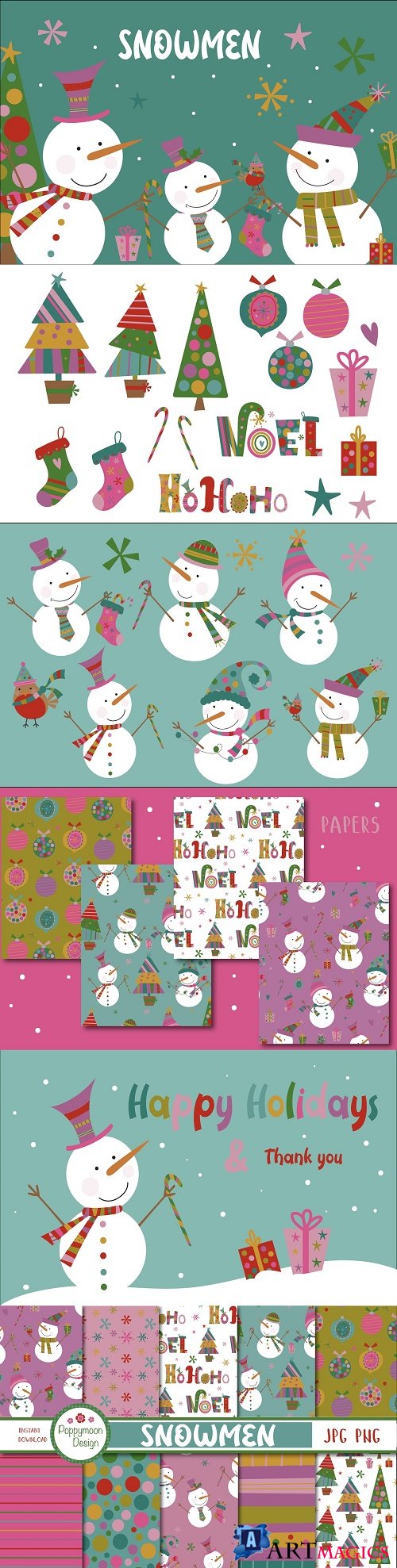 Snowmen clipart and paper - 4250053 - 4250069