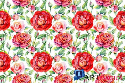 Roses red PNG watercolor flower set 371716