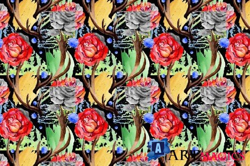 Roses red PNG watercolor flower set 371716