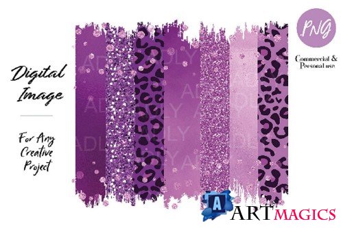 Purple Leopard Sublimation, brush storkes lavender lilac - 376618