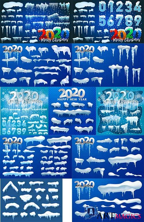  , ,     / Icicles, snowdrifts, snow numbers in vector