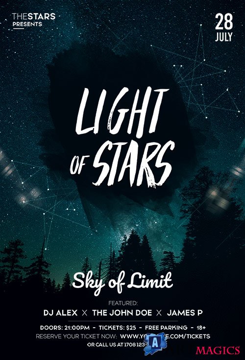 Light of stars psd flyer template