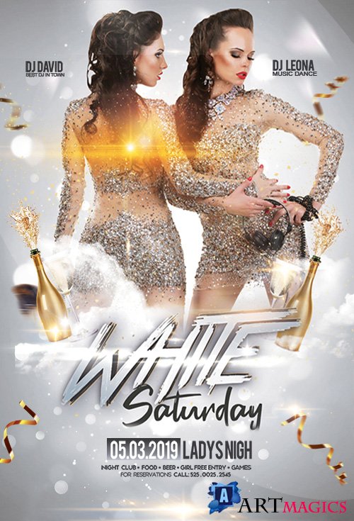 White Saturday PSD Flyer Template