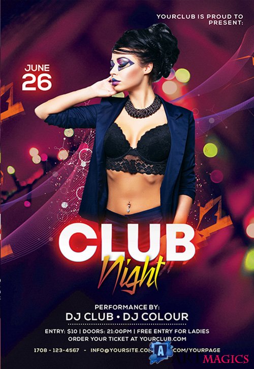 Color club style club psd flyer template