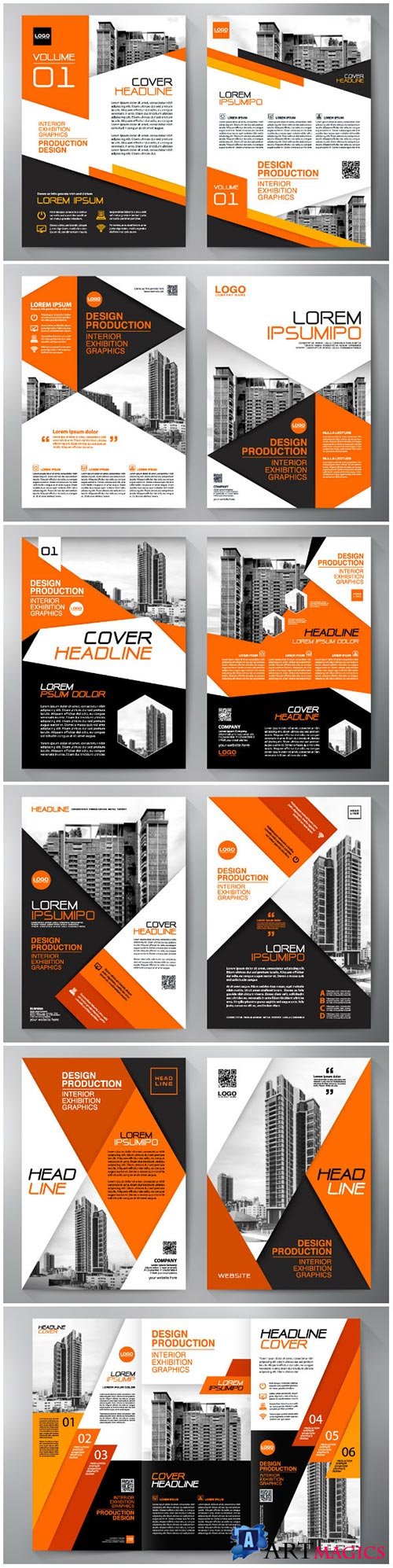 Business brochure flyer design, leaflets a4 template