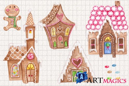Gingerbread Land Watercolor Collection