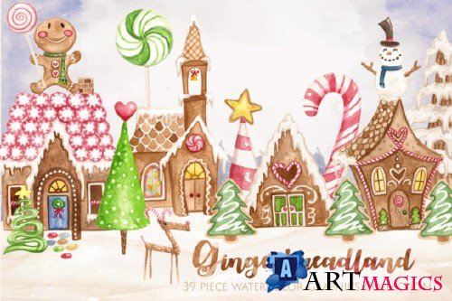 Gingerbread Land Watercolor Collection