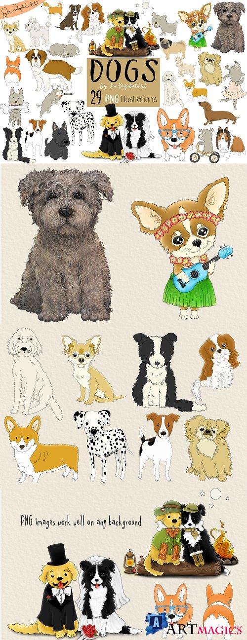 DOGS - BIG GRAPHICS SET | 29 PNG Images - 378539
