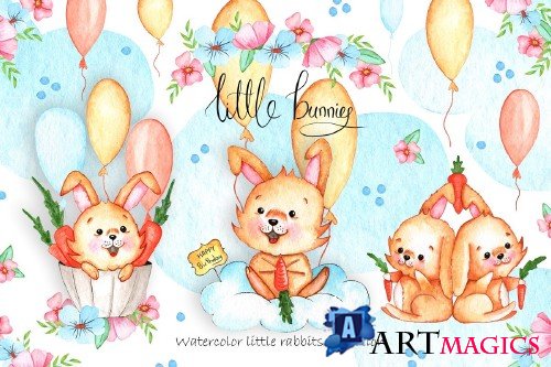 Watercolor Little Bunnies - 4254927