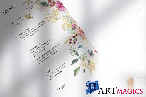 Watercolor Flowers Wedding Suite - 4260316
