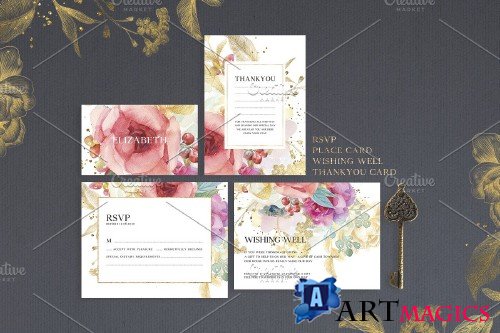 Watercolour Floral Wedding Suite - 4265774