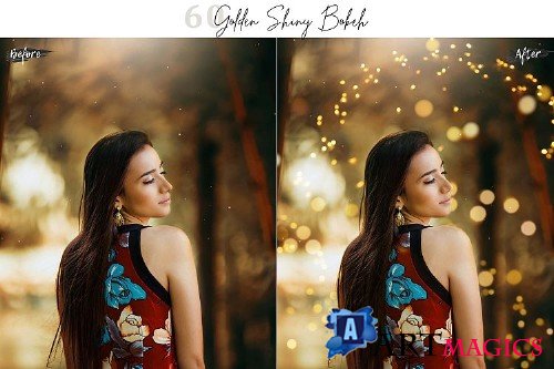 60 Golden Shiny Bokeh lights Effect Photo Overlay Pack 380816