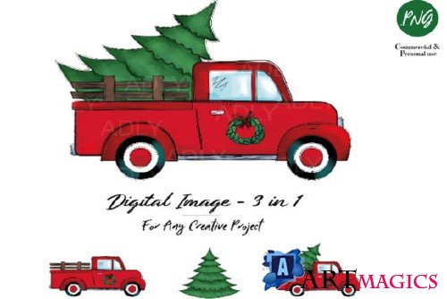 Christmas Sublimation Red Truck
