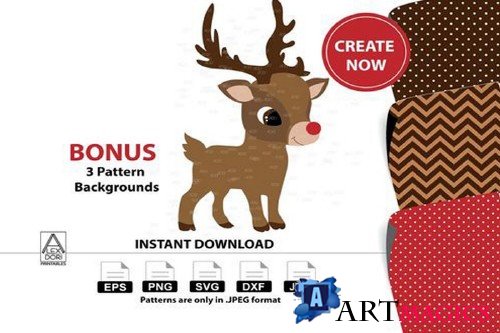 Cute boy Reindeer digital clipart - 380814