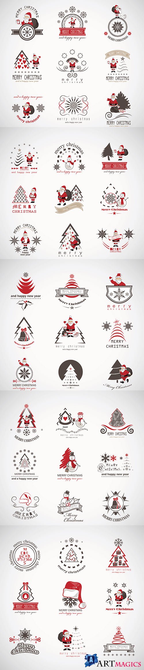 Christmas icons and elements set