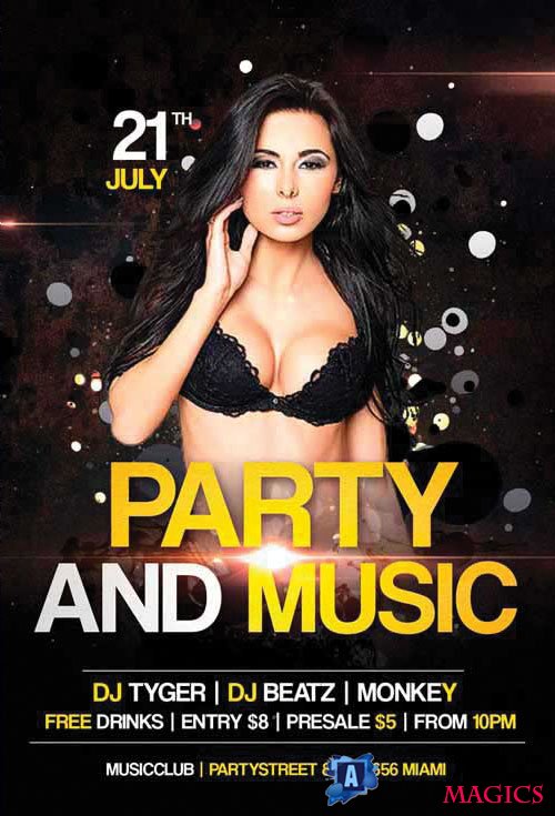 Party and Music - Premium flyer psd template