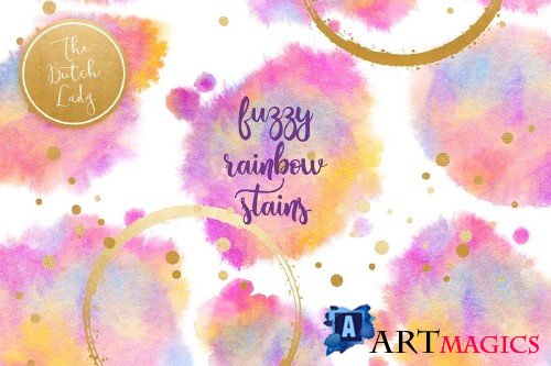 Rainbow Fuzzy Ink Stain Clipart Set - 4284670