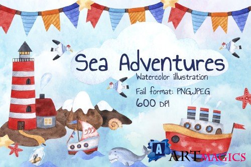 Sea Adventures watercolor set - 4285906