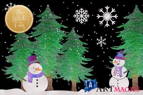 Snowman & Snowglobe Clipart Set - 4290593