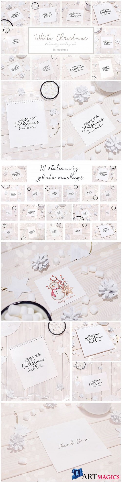 White Christmas. Set of 18 stationery mockups - 382894