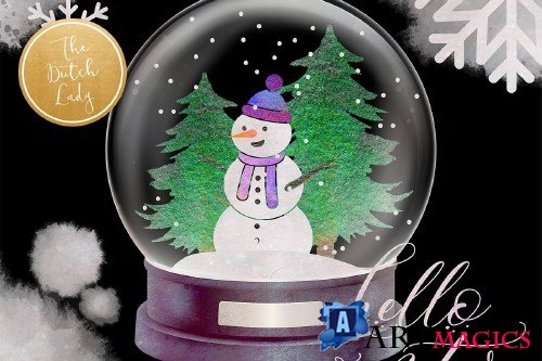 Snowman & Snowglobe Clipart Set - 4290593