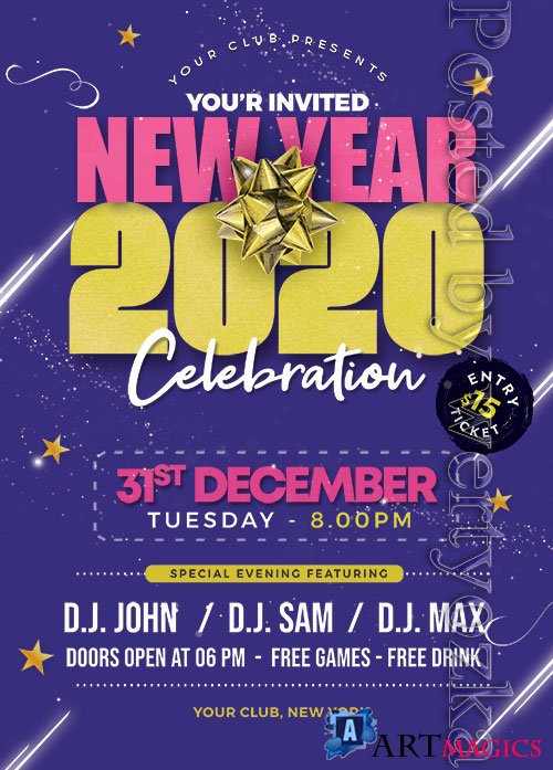 New Year 2020 Party - Premium flyer psd template