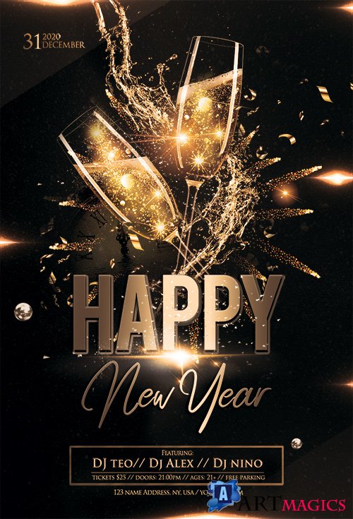 Happy New Year 2020 PSD Flyer