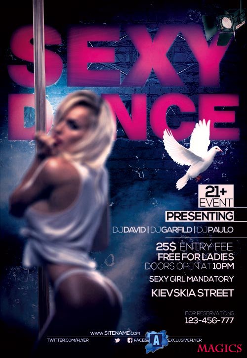 Sexy dance psd flyer template