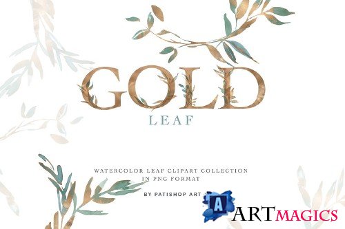 Gold Leaf Watercolor Collection - 4297036