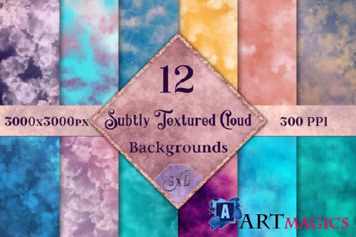 Subtly Textured Cloud Backgrounds - 12 Image Textures Set - 386730