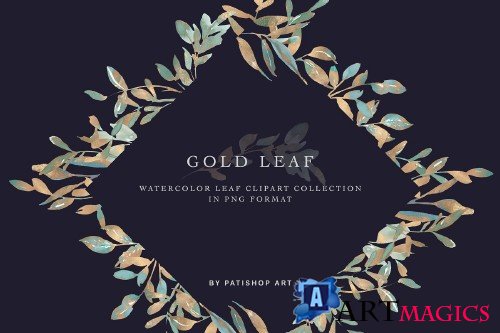 Gold Leaf Watercolor Collection - 4297036