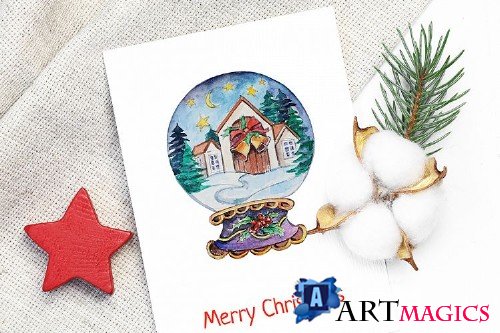 Christmas Watercolor Characters Set - 385287