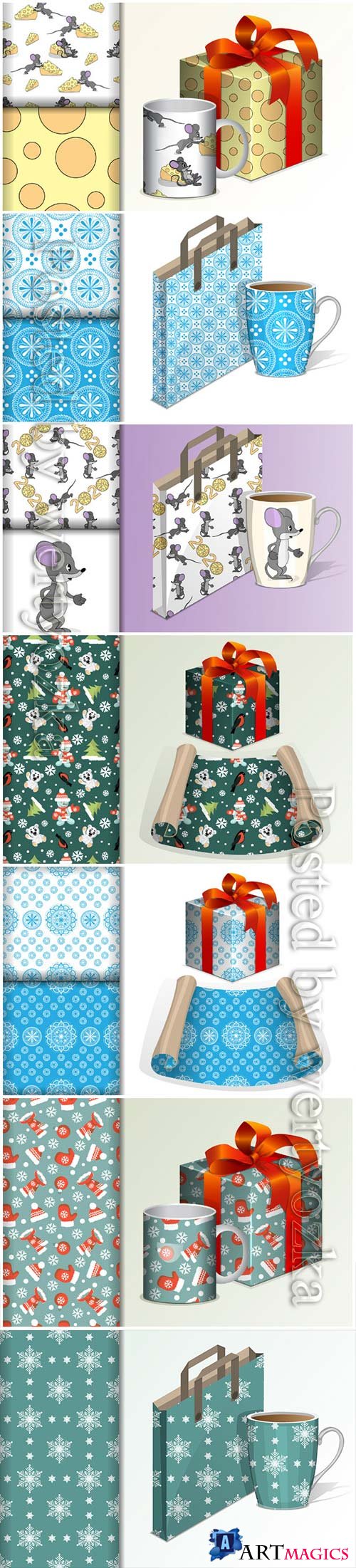 Seamless background paper roll and gift and mock up