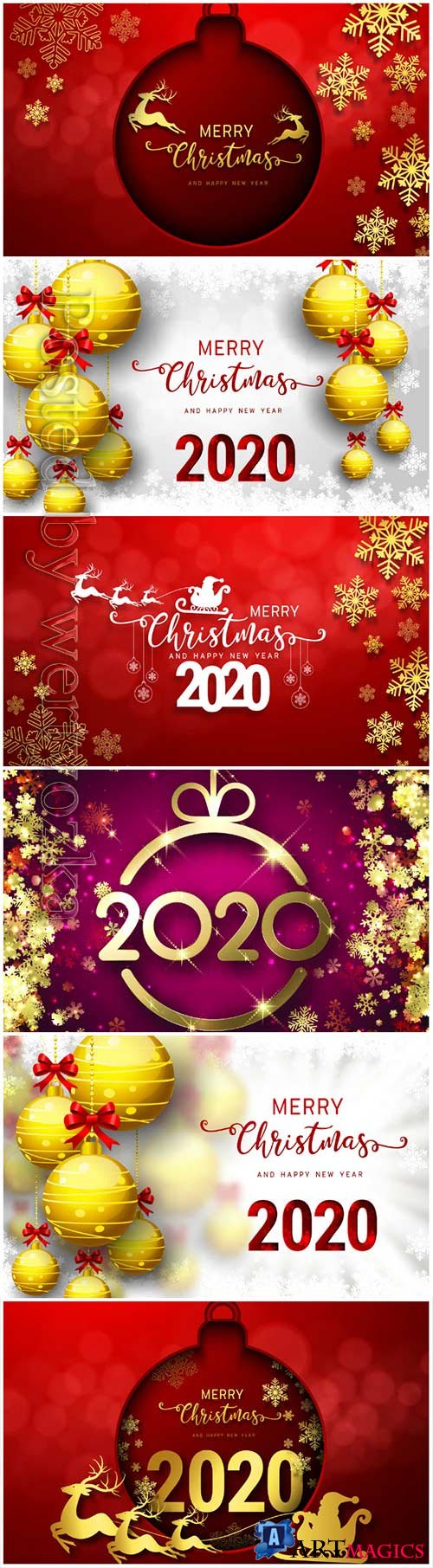 2020 Merry Chistmas and Happy New Year vector illustration # 11